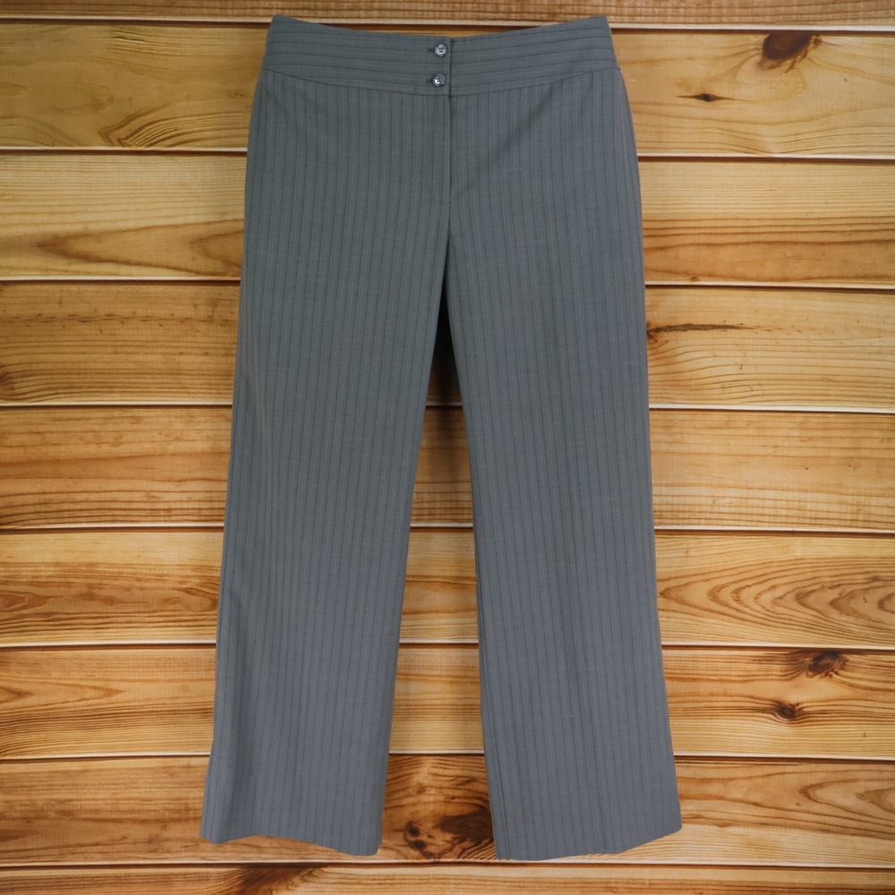 Jones New York Dress Pants Womens Sz 14 Gray Striped Stretch Collection Platinum